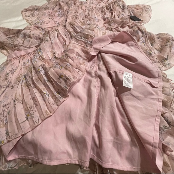 Lulus Gentle Charm Mauve Floral Print Pleated Tiered Midi Dress - Picture 7 of 16